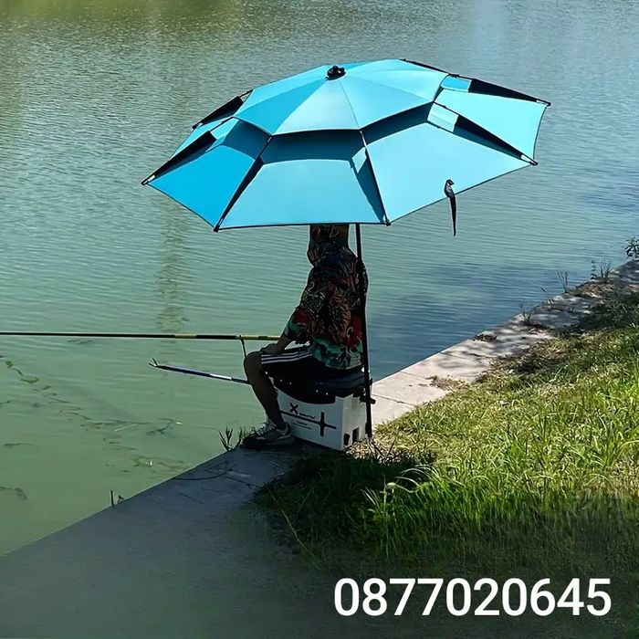 Рибарски чадър 2,20м.Плажен чадър двоен покрив UV Osako с функция проветряване
