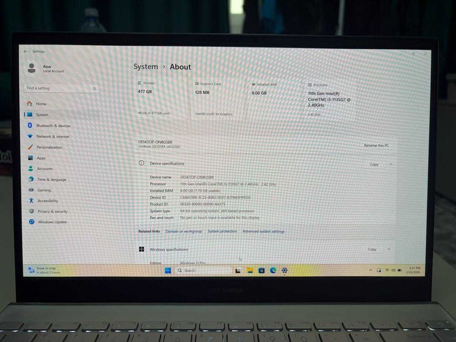 Asus ZenBook 13 UX325EA OLED i5 11th Gen / 8GB / 512GB SSD