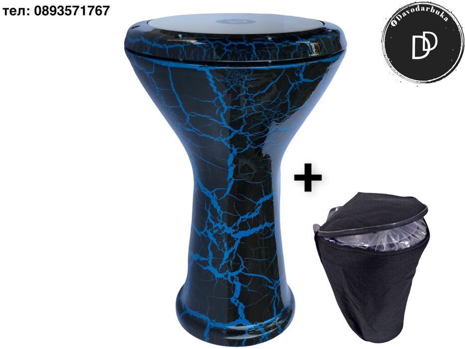 Разпродажба професионална рисувана тарамбука Vatan 46x29см черно-синя