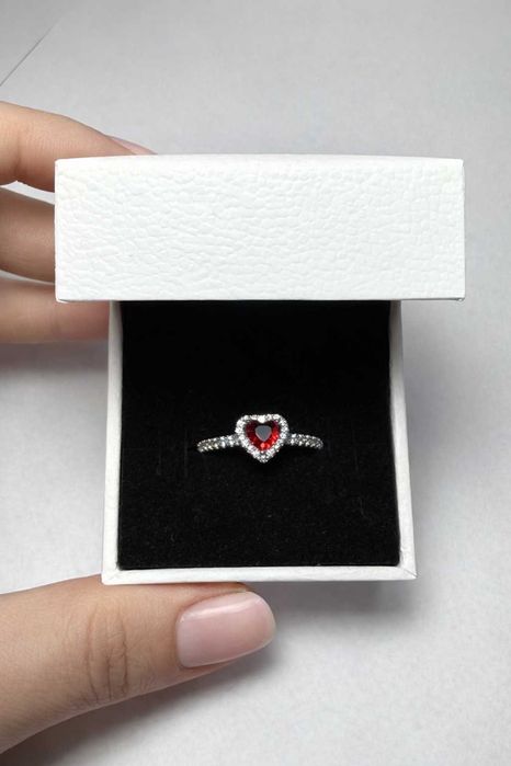 Inel Pandora original argint 925 inimă roșie – cadou perfect