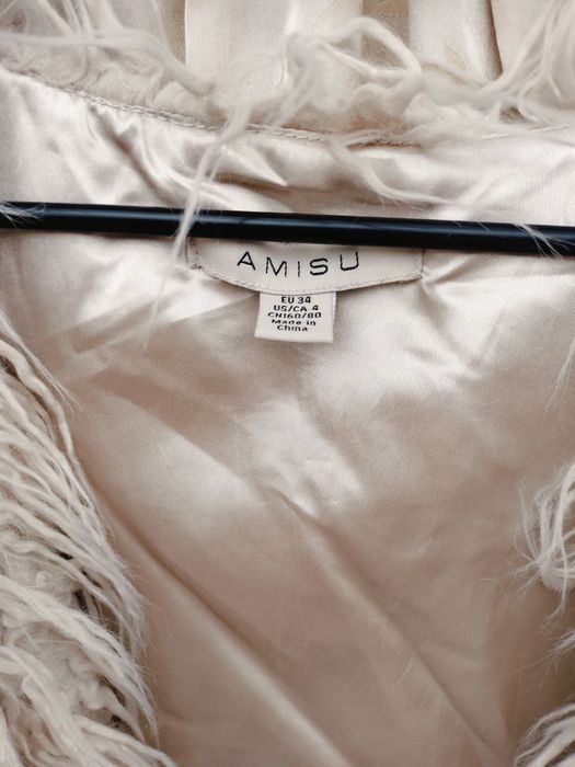 Vestă damă din blană ecologică Amisu – Bej / Crem – Mărime 34 (XS)