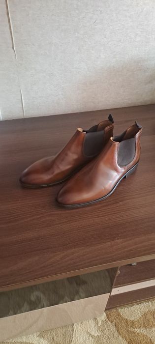 Ghete Chelsea din piele PERALSTON Made in Italy maro nr. 42