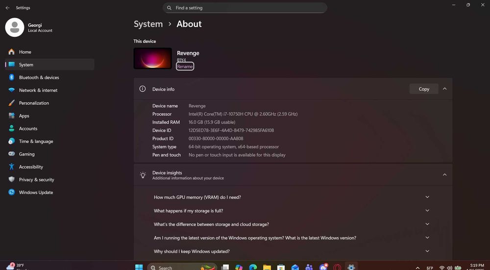 Lenovo IdeaPad Gaming 3i Core i7 10th Gen GTX1650 4GB