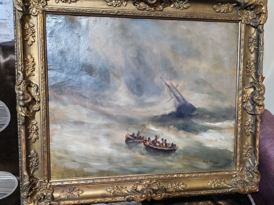 Tablou mare, original  Eugen Voinescu (1844 - 1909) - Naufragiul