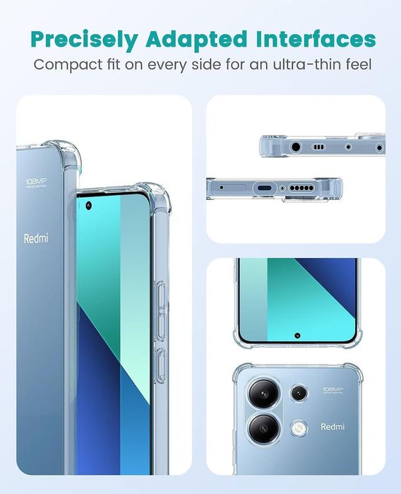 Прозрачен Силиконов Удароустойчив Кейс за Xiaomi Redmi Note 13 4G 5G