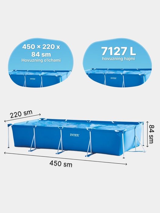 Каркасный бассейн intex 450х220х84 доставка бесплатно