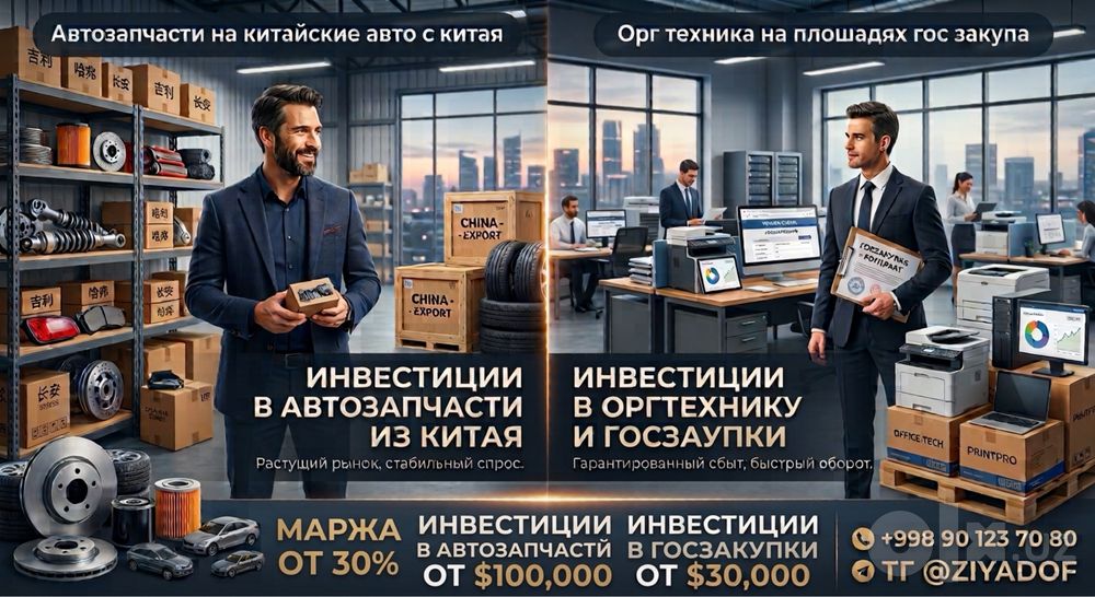 Привлечение инвестиций в  бизнес: Автозапчасти из Китая & Госзакупки