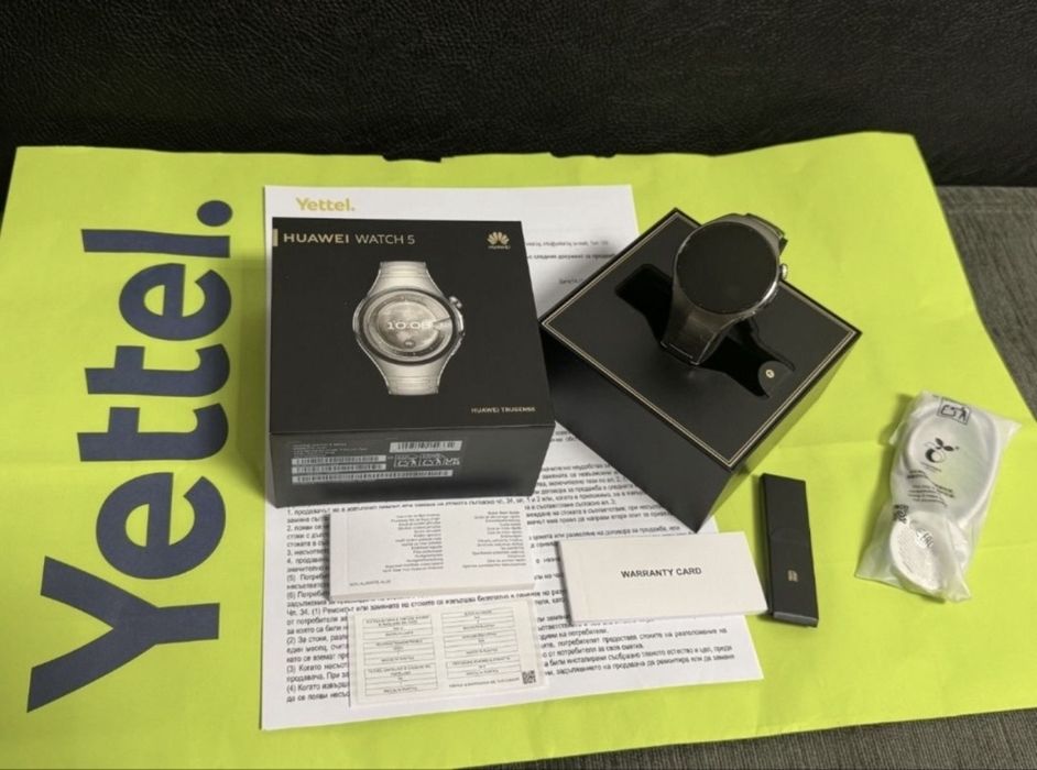 КАТО НОВ 46mm Huawei Watch 5 Yettel Гаранция 2026г. Titanium