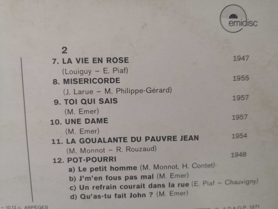 Edith Piaf грамофонна плоча