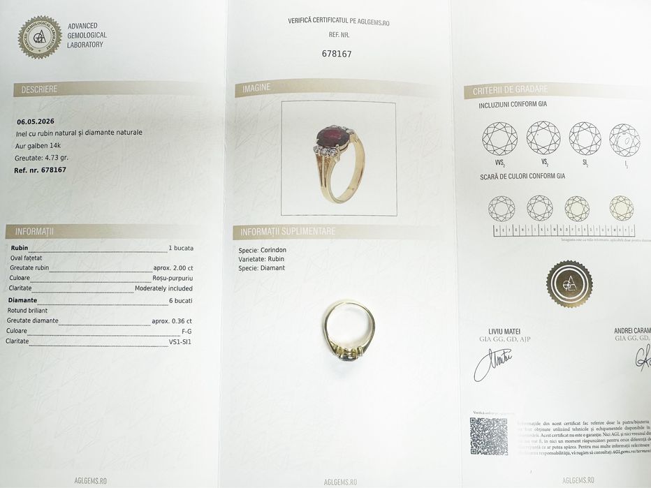 Inel din aur 14k cu rubin natural si diamante naturale