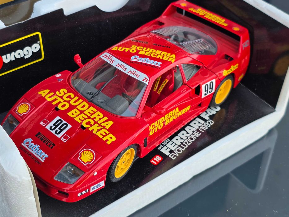Macheta Auto 1/18 Burago Ferrari F40 Evoluzione 1992 Auto Becker