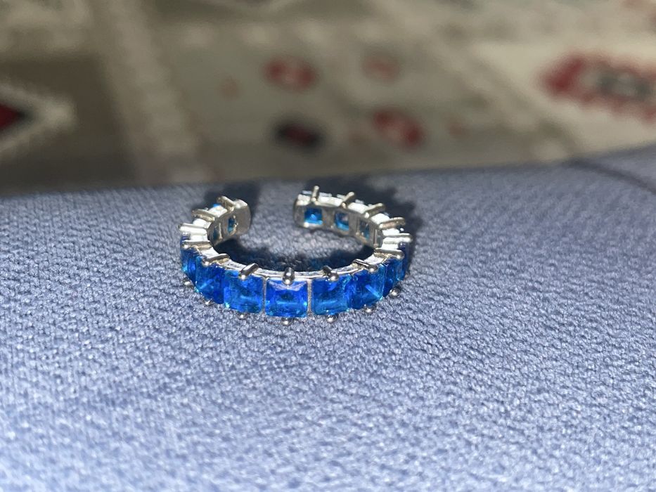 Синие кольцо серебреное