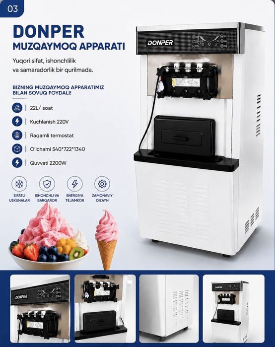 Donper Muzqaymoq aparat sotiladi 220 V bittasi qoldi bittasi sotildi