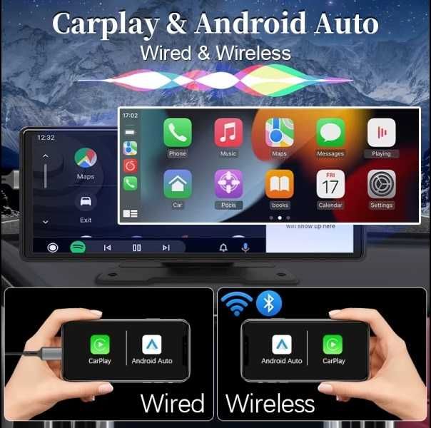 Мултимедия Android CarPlay, iOS Auto, MP5 Плеър H105V 10.26 инча, Безжичен смарт екран, Bluetooth