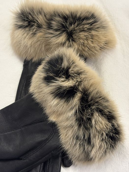 Дамски ръкавици от естествена кожа и естествен косъм лисица