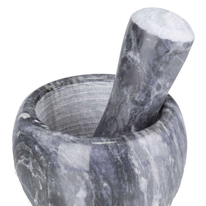 Mojar cu pistil din marmura rotund pentru condimente alb/gri 11x10.5cm