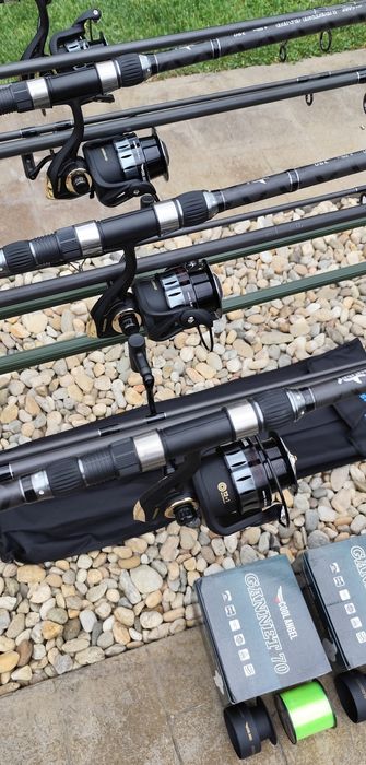 Set Pescuit,4 Lansete 3,90m,4 Mulinete 7000,Rod Pod,Senzori,Swingere