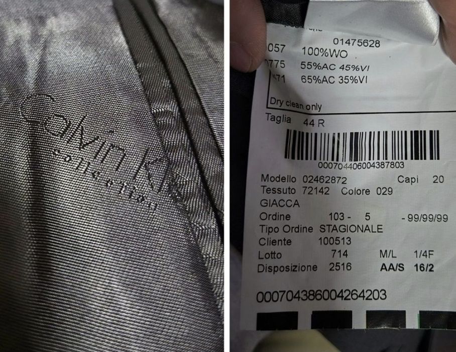 Costum Bărbați Calvin Klein, 100% Lână Pură, Italian, Mar. 44/34 (S-M)
