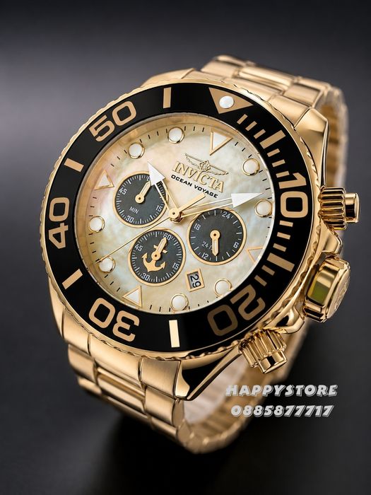 INVICTA Ocean Voyage Gold 52 mm, Инвикта нов мъжки часовник