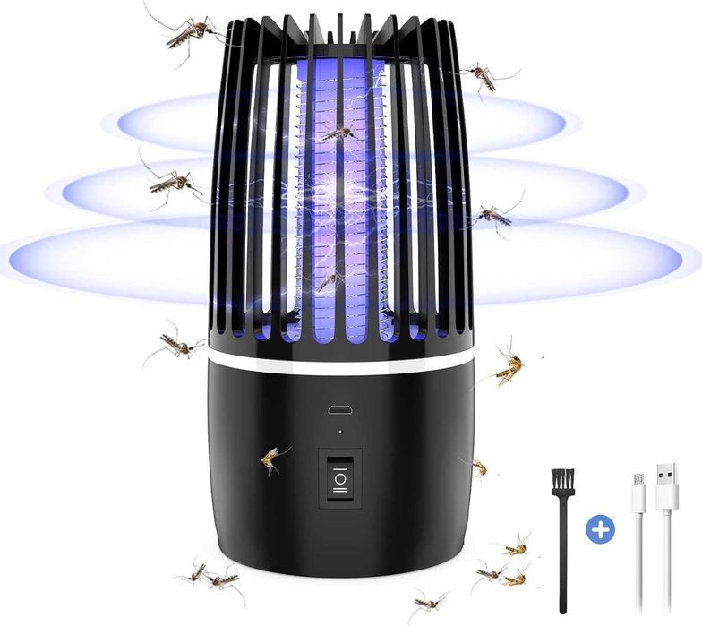 REDUS de la 165 ron, Aparat anti insecte CAMPING 2 in 1 cu lampa UV electrica si lumina, cu acumulator intern, 360 gr