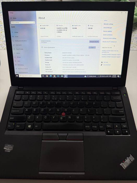 Lenovo Thinkpad X260 12.5 inch i5-6300U SSD 240GB 8gb RAM