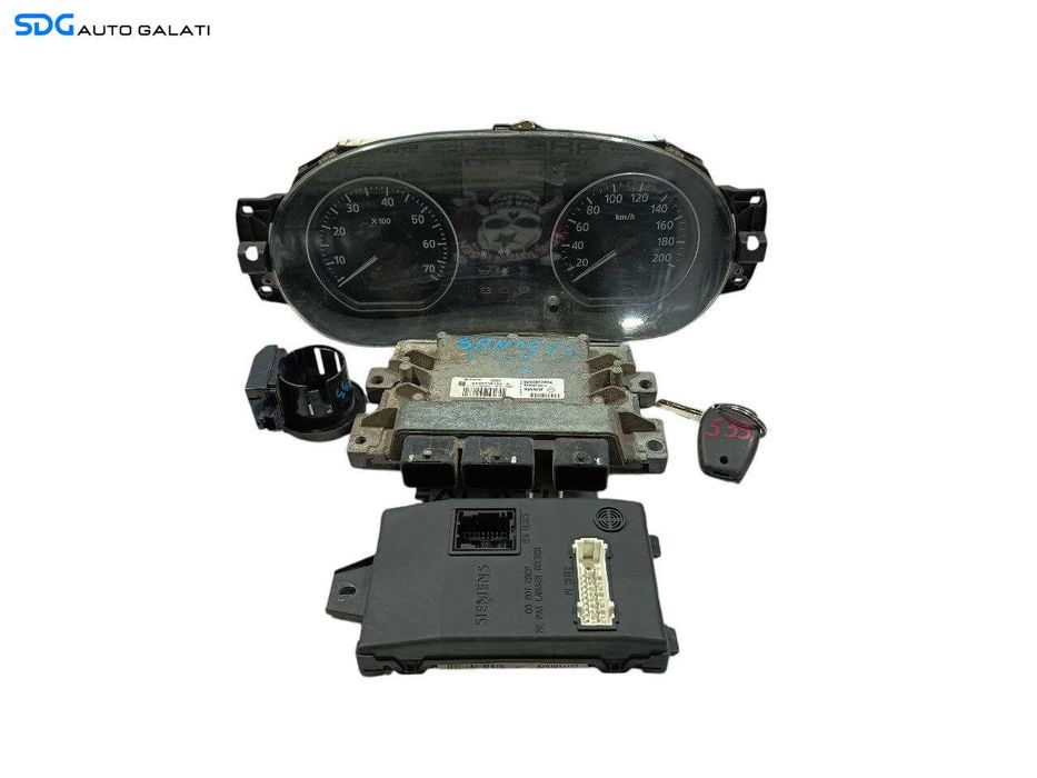 Kit Pornire ECU Calculator Motor Cip Cheie Dacia Sandero 2008 - 2012 Cod 8200672654 8200672644 8200826300 8201013757 [L6695] [L6696]