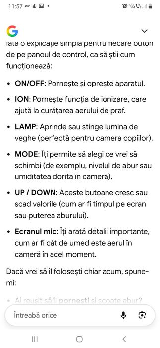 Umidificator ultrasonic cu ionizare