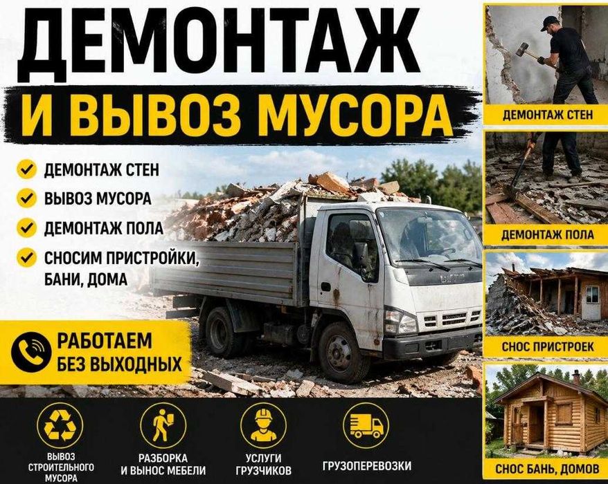 Разрушение бетона : проёмы, стены, стяжка вручную демонтаж снос