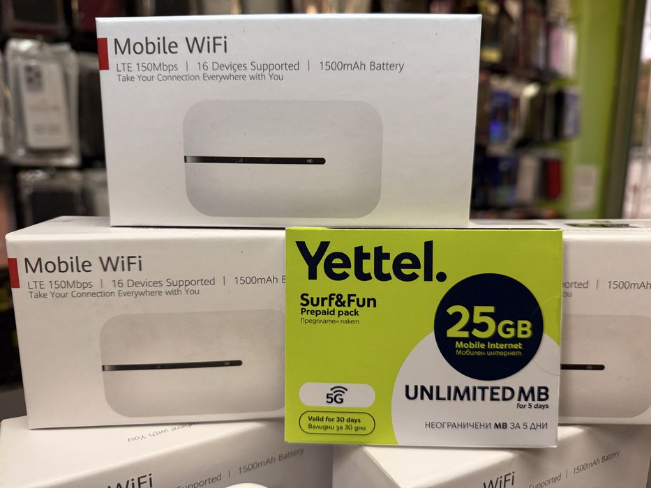 Безжичен рутер бисквитка E5576 4G LTЕ, батерия 1500 mAh,преносим WiFi