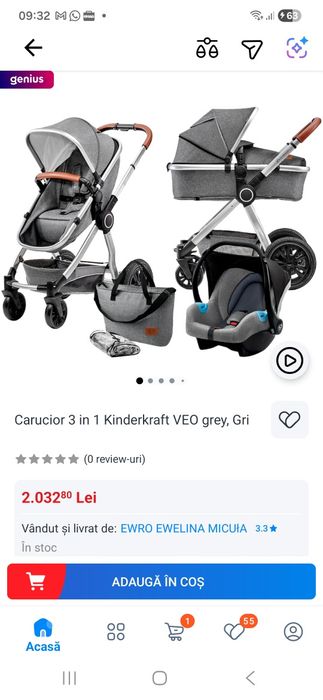 Carucior Kinderkraft Veo 3 in 1 (0-36 luni)