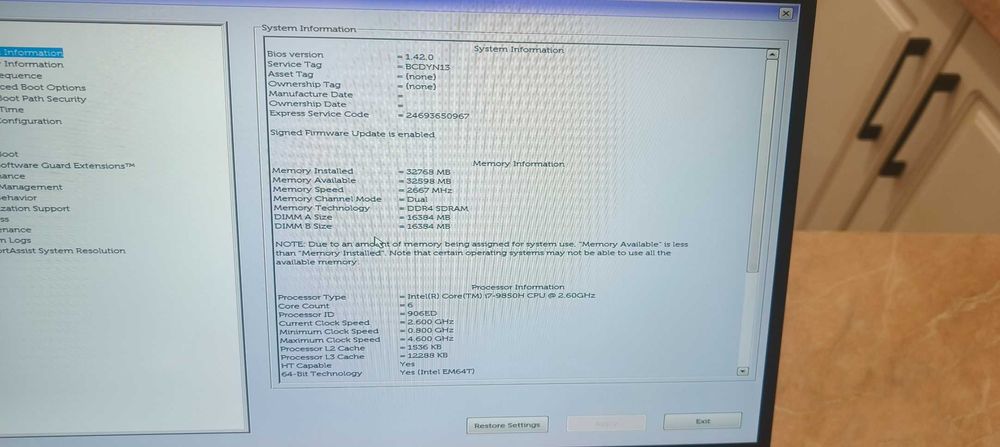 Dell Precision 5540 - 32GB RAM - 1TB SSD - I7 9850H