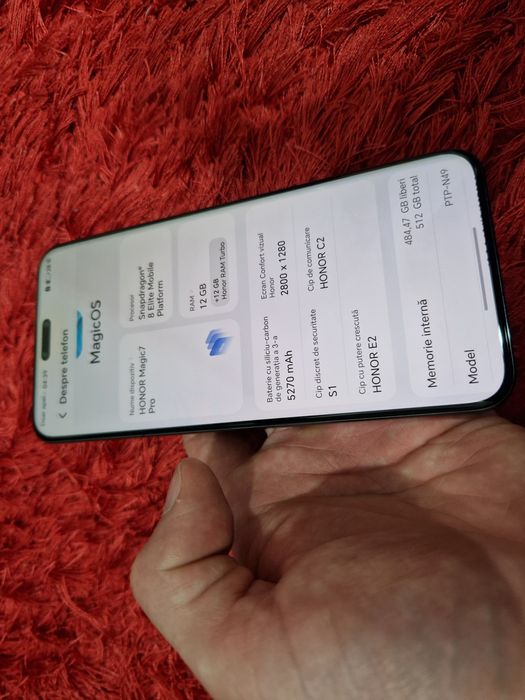 -Honor Magic 7Pro, 512Gb, 12Ram Black stare foarte buna impecabil poze reale doar telefonul nici o restrictie
-Am mai multe anunturi pe asest
