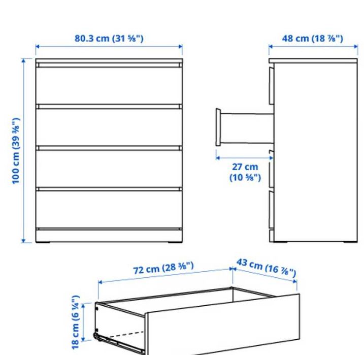 Comoda IKEA Malm 4 sertare si 6 sertare