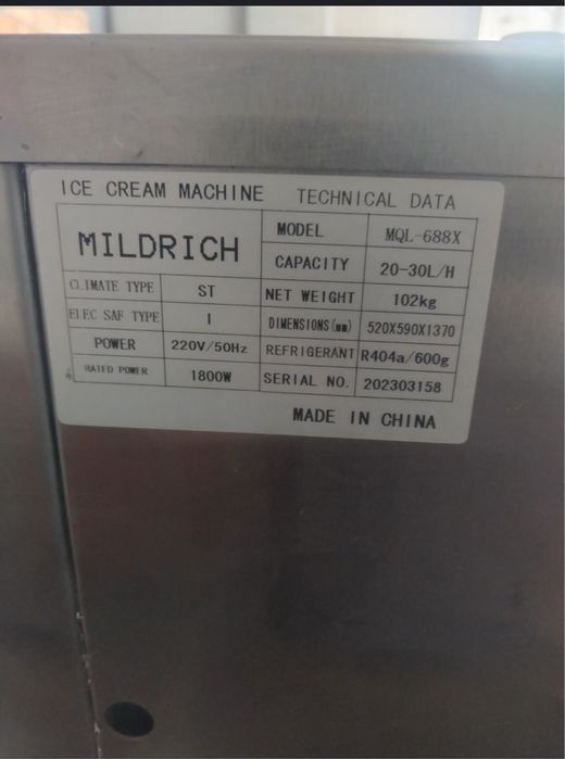 Frezer, freyzer,frizer, muzqaymoq aparat, morojni noni, 220 v,380v,tok