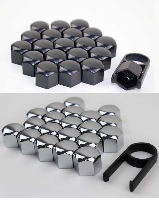 Хром / черни / силиконови капачки капачета за болтове на джанти 17мм