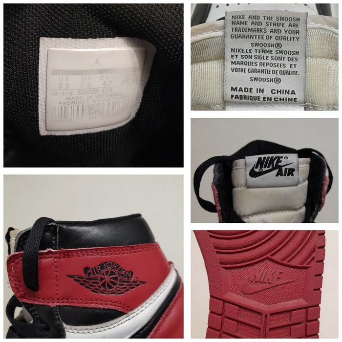 Jordan 1 Retro BG Black Toe, Chicago Bulls, Nr.42 EU