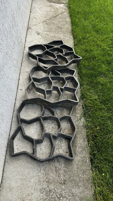 3 x Matrita pavaj / piatra decorativa, plastic, exterior, negru
