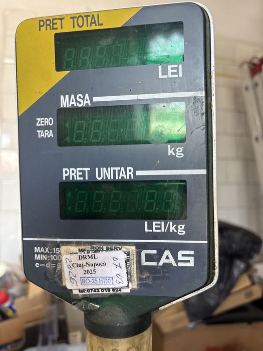 Cântar electronic comercial CAS 15 kg – Cu afișaj dublu și calcul preț
