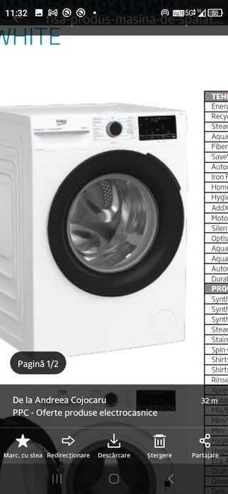 Vând mașină de spalat