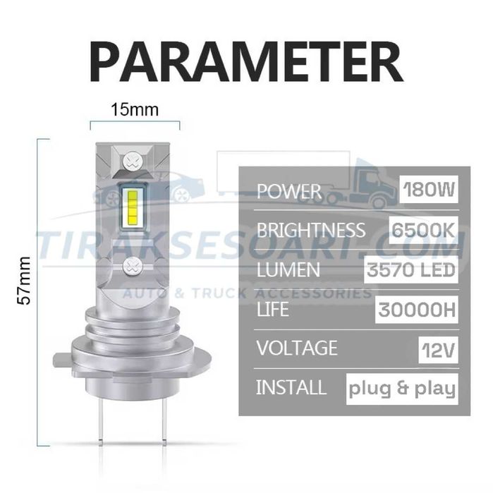 CARLUX LED Диодни Крушки H7 180W 12V 300% светлина без вентилатор