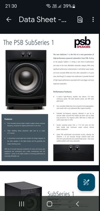 Pret PROMO  set boxe B&W 600i si subwoofer activ PSB