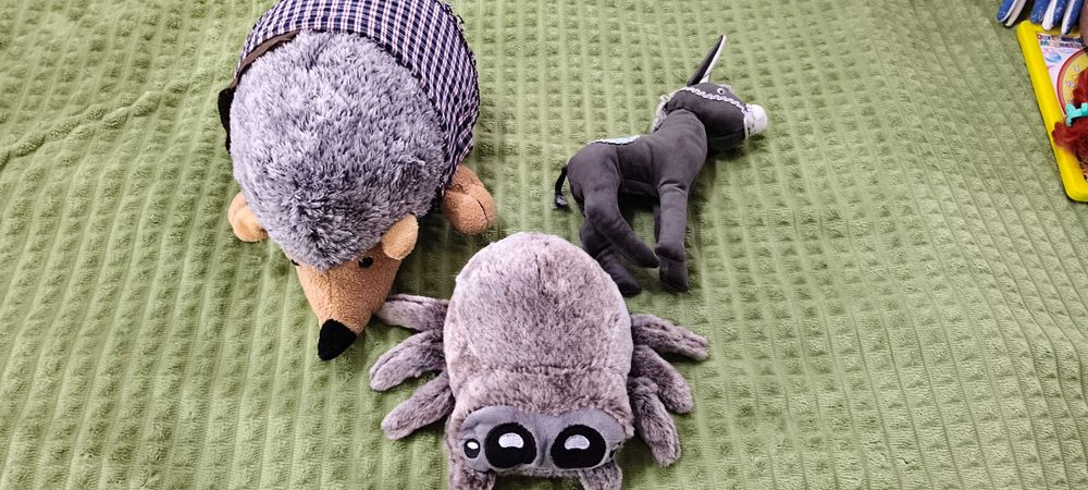 Детские мягкие игрушки ёжик, ослик, паучок