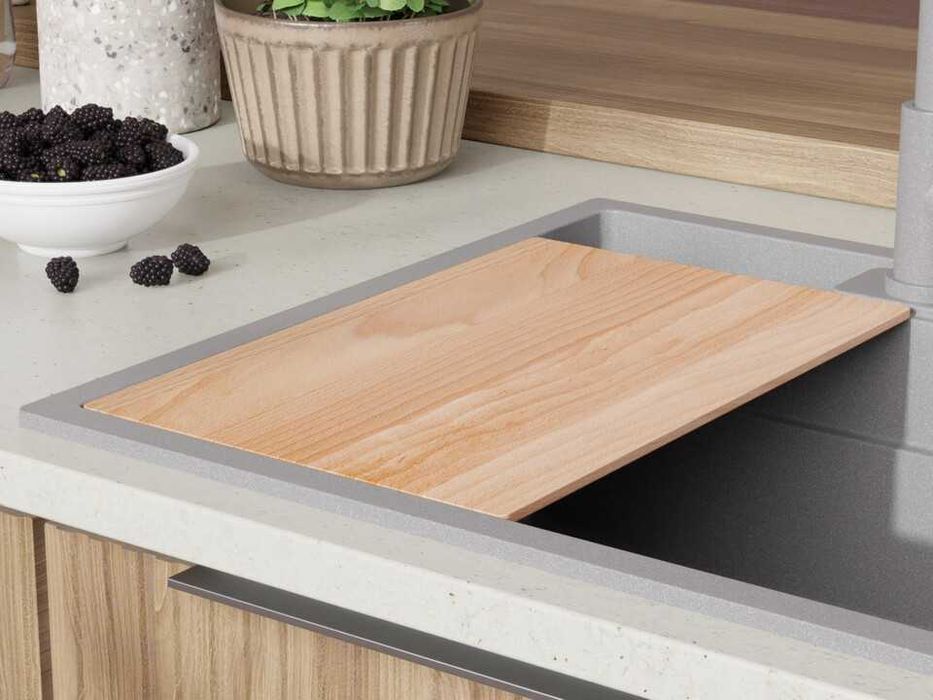 сива кухненска мивка за вграждане Берген 60 Double Pocket 560x540 мм