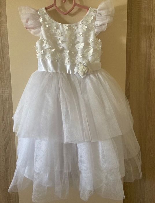 Бяла рокля с тюл Теди мод 122 см