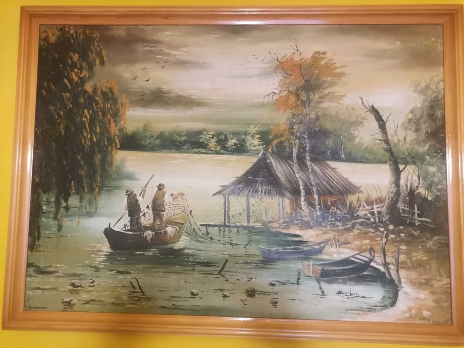 Vând tablou pictat Delta Dunării cu semnatura