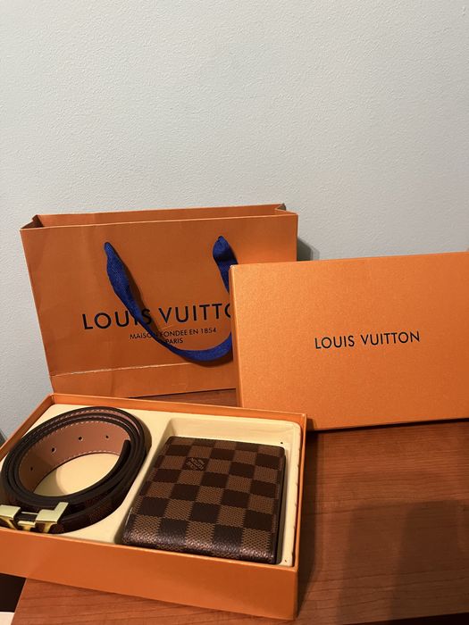 Бокс сет louis vuitton колан и полтфейл кафяви (wallet belt lv)