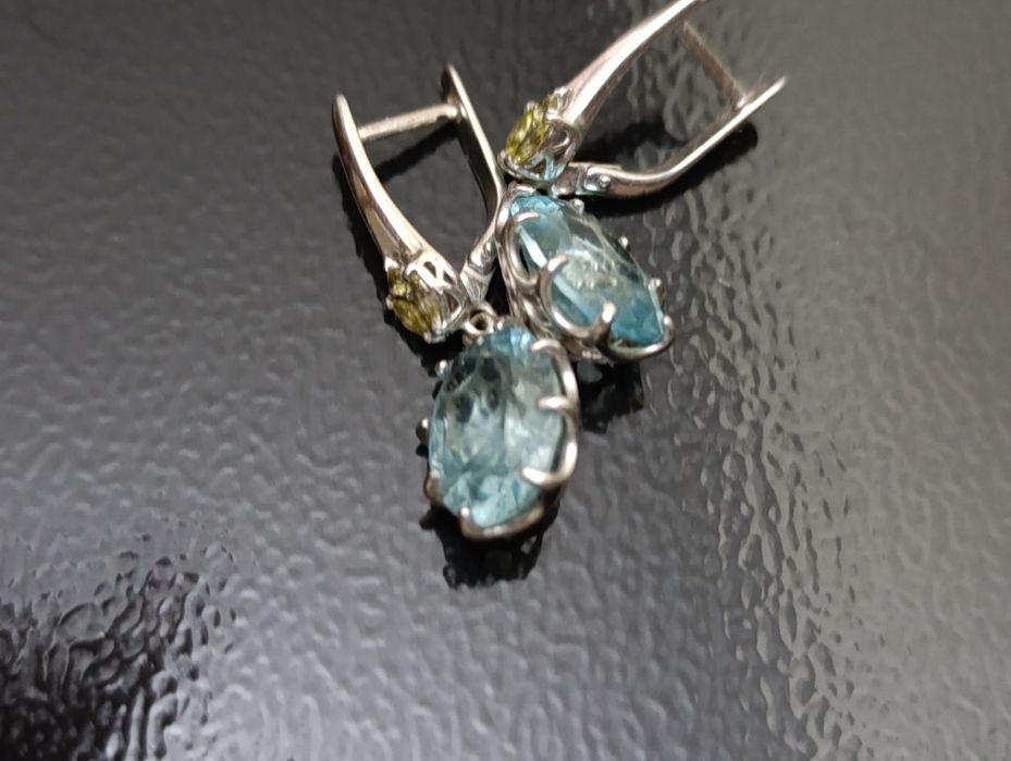 Серьги серебро. Соколов. Голубой Топаз