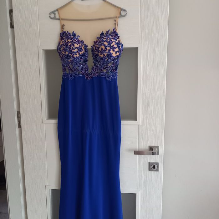 Официална дълга синя рокля Berna moda