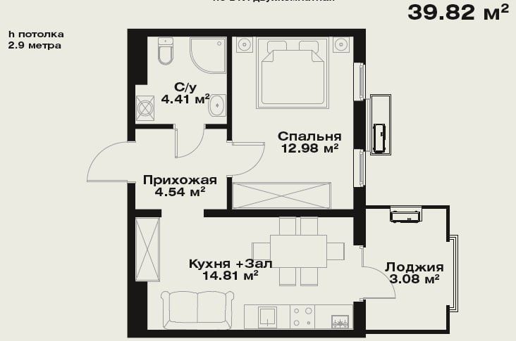 ЖК Oz Makon Golden House в 5 минутах от центра  39,82 кв 2/7/15