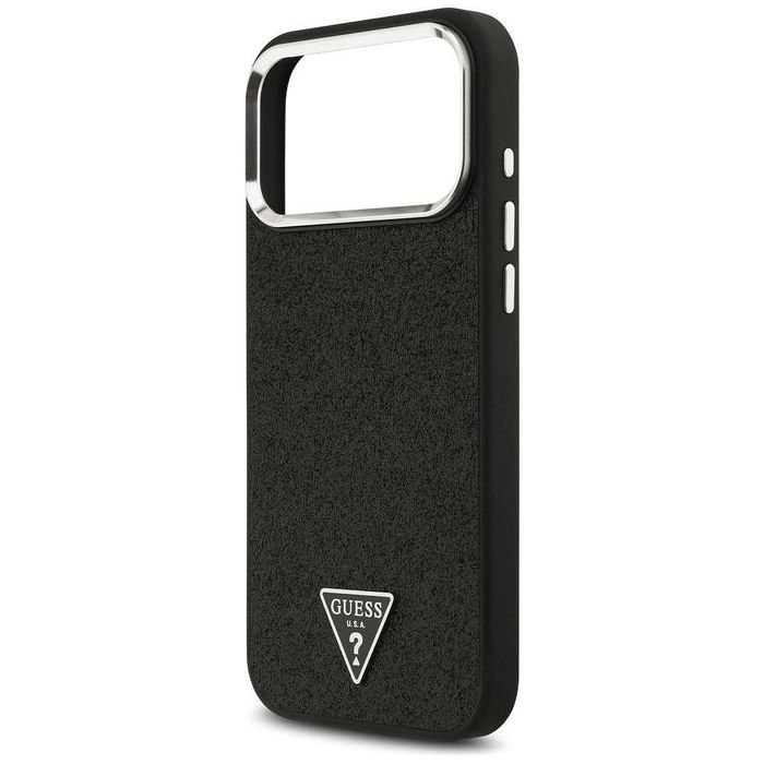 Case guess glitter triangle logo magsafe for iphone 17 pro max black